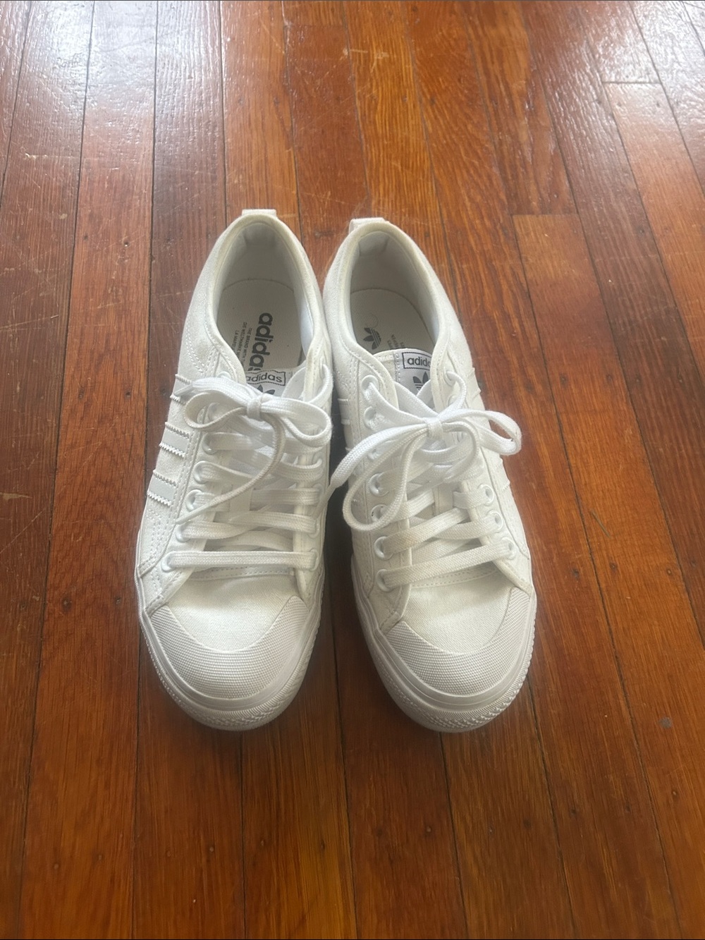 adidas White Low-Top Canvas Sneakers